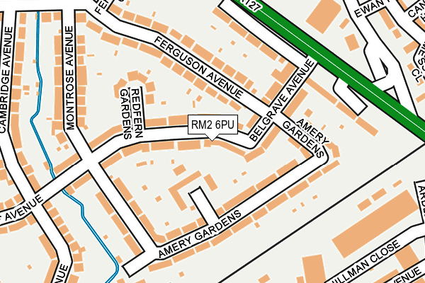 RM2 6PU map - OS OpenMap – Local (Ordnance Survey)