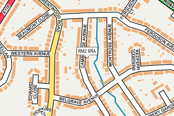 RM2 6RA map - OS OpenMap – Local (Ordnance Survey)