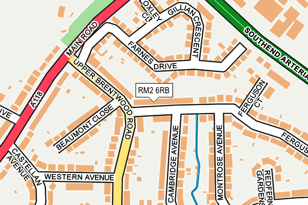 RM2 6RB map - OS OpenMap – Local (Ordnance Survey)