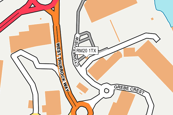 RM20 1TX map - OS OpenMap – Local (Ordnance Survey)