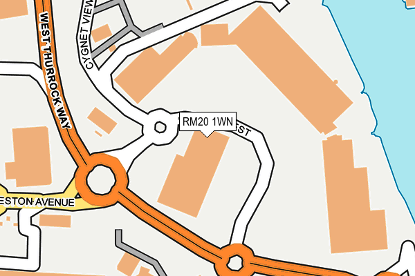 RM20 1WN map - OS OpenMap – Local (Ordnance Survey)