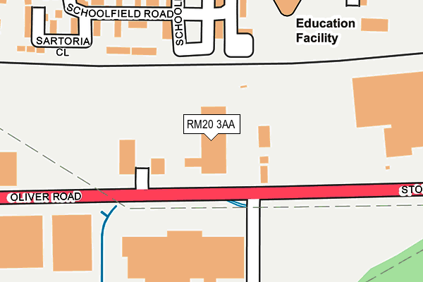 RM20 3AA map - OS OpenMap – Local (Ordnance Survey)