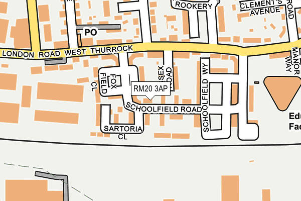 RM20 3AP map - OS OpenMap – Local (Ordnance Survey)