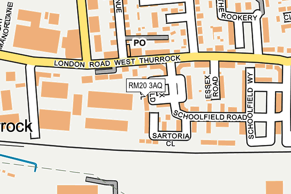 RM20 3AQ map - OS OpenMap – Local (Ordnance Survey)