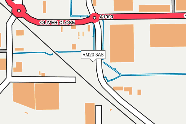 RM20 3AS map - OS OpenMap – Local (Ordnance Survey)