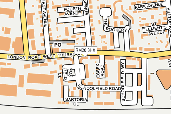 RM20 3HX map - OS OpenMap – Local (Ordnance Survey)