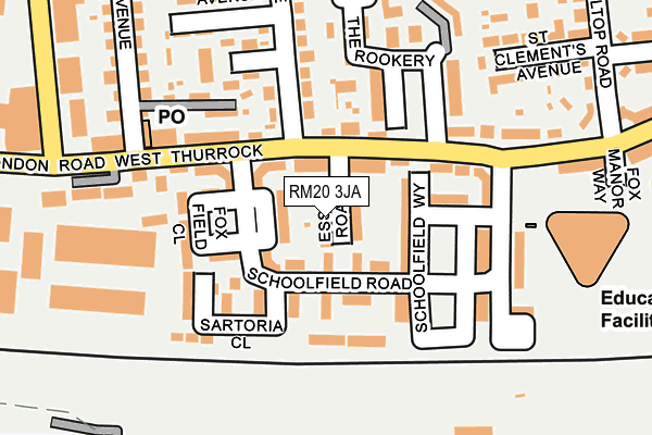 RM20 3JA map - OS OpenMap – Local (Ordnance Survey)