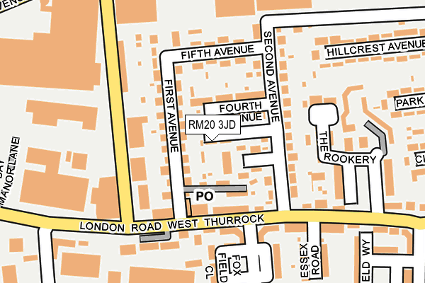 RM20 3JD map - OS OpenMap – Local (Ordnance Survey)