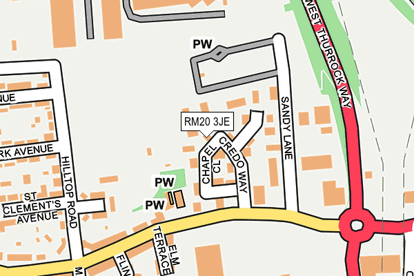 RM20 3JE map - OS OpenMap – Local (Ordnance Survey)