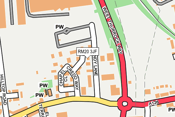 RM20 3JF map - OS OpenMap – Local (Ordnance Survey)