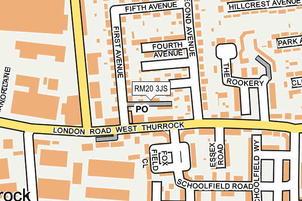 RM20 3JS map - OS OpenMap – Local (Ordnance Survey)