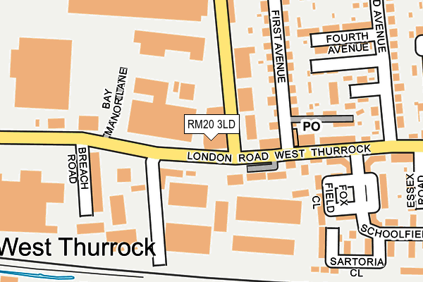 RM20 3LD map - OS OpenMap – Local (Ordnance Survey)