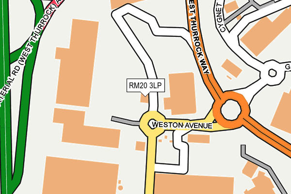 RM20 3LP map - OS OpenMap – Local (Ordnance Survey)