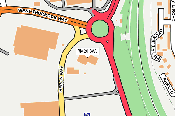 RM20 3WJ map - OS OpenMap – Local (Ordnance Survey)