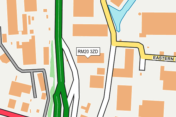 RM20 3ZD map - OS OpenMap – Local (Ordnance Survey)