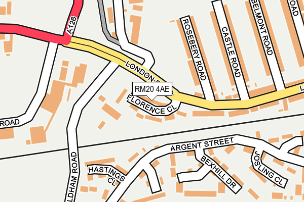 RM20 4AE map - OS OpenMap – Local (Ordnance Survey)