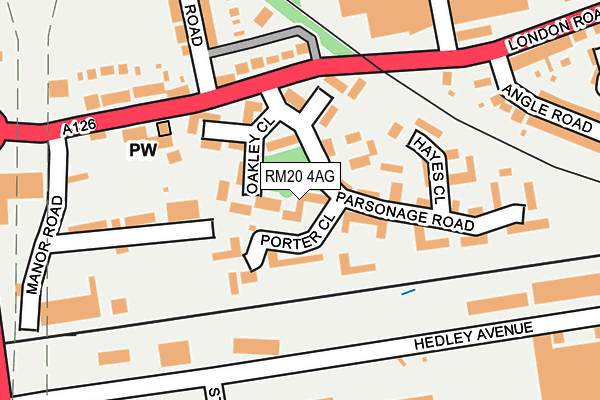 RM20 4AG map - OS OpenMap – Local (Ordnance Survey)
