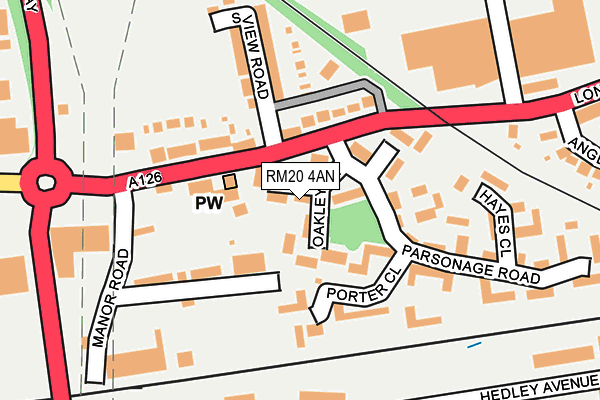 RM20 4AN map - OS OpenMap – Local (Ordnance Survey)