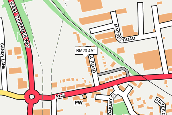 RM20 4AT map - OS OpenMap – Local (Ordnance Survey)