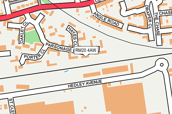 RM20 4AW map - OS OpenMap – Local (Ordnance Survey)