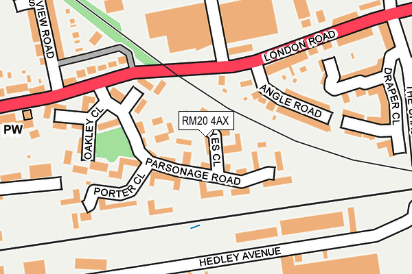 RM20 4AX map - OS OpenMap – Local (Ordnance Survey)