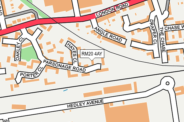 RM20 4AY map - OS OpenMap – Local (Ordnance Survey)