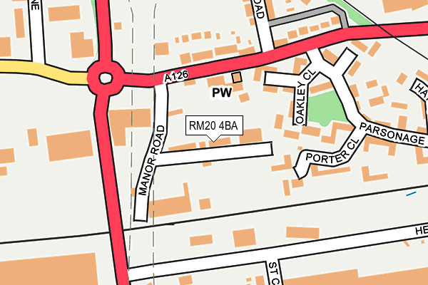 RM20 4BA map - OS OpenMap – Local (Ordnance Survey)