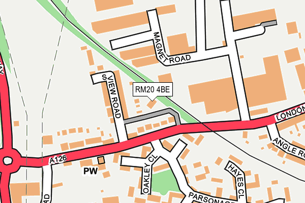 RM20 4BE map - OS OpenMap – Local (Ordnance Survey)