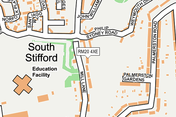 RM20 4XE map - OS OpenMap – Local (Ordnance Survey)