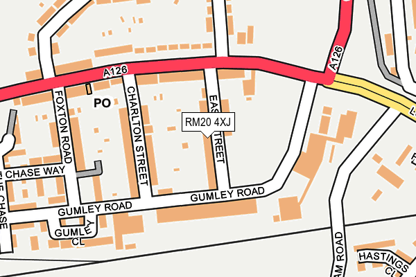 RM20 4XJ map - OS OpenMap – Local (Ordnance Survey)