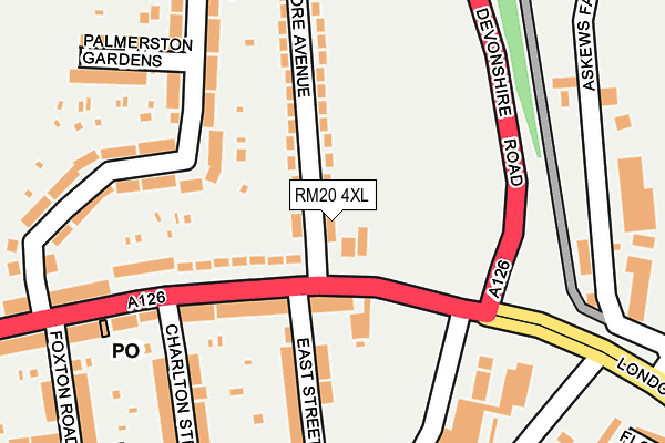 RM20 4XL map - OS OpenMap – Local (Ordnance Survey)