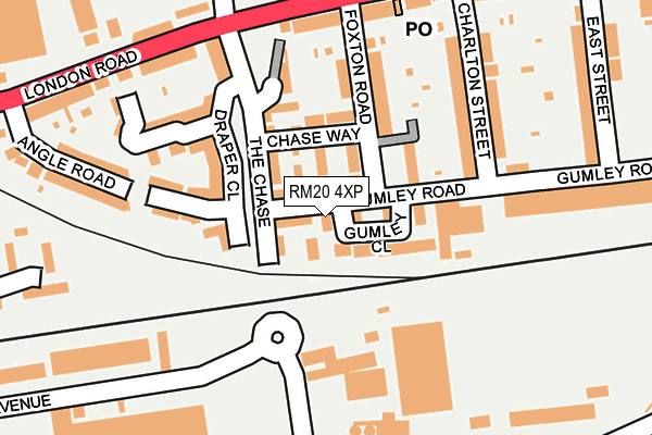 RM20 4XP map - OS OpenMap – Local (Ordnance Survey)