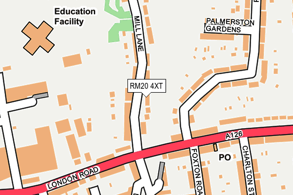 RM20 4XT map - OS OpenMap – Local (Ordnance Survey)