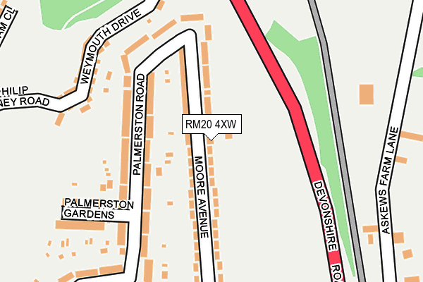 RM20 4XW map - OS OpenMap – Local (Ordnance Survey)
