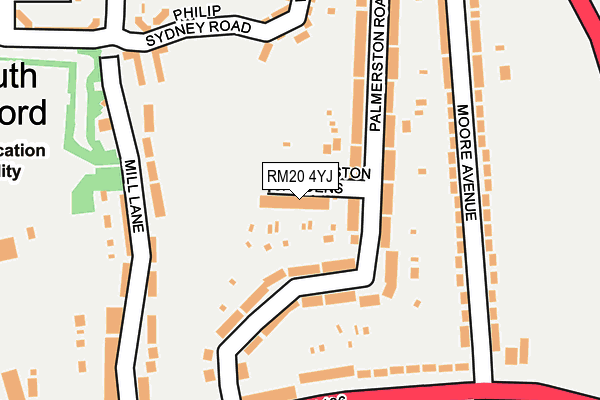 RM20 4YJ map - OS OpenMap – Local (Ordnance Survey)