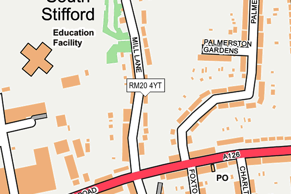 RM20 4YT map - OS OpenMap – Local (Ordnance Survey)