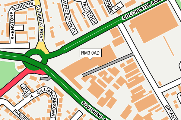 RM3 0AD map - OS OpenMap – Local (Ordnance Survey)