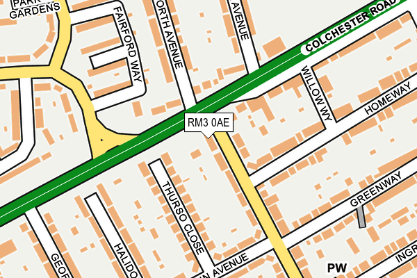 RM3 0AE map - OS OpenMap – Local (Ordnance Survey)
