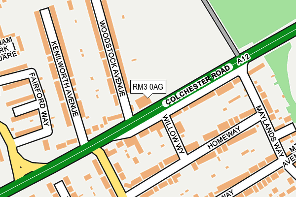 RM3 0AG map - OS OpenMap – Local (Ordnance Survey)