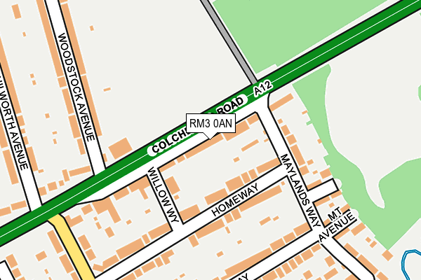 RM3 0AN map - OS OpenMap – Local (Ordnance Survey)