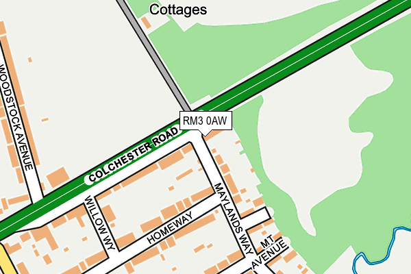 RM3 0AW map - OS OpenMap – Local (Ordnance Survey)
