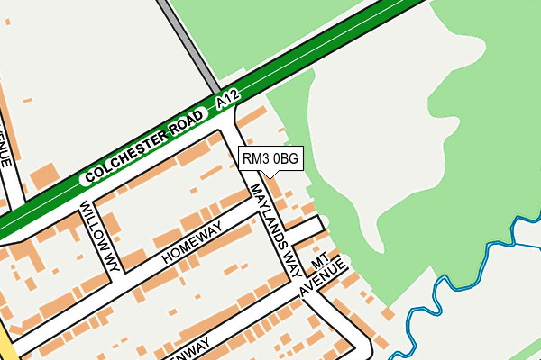 RM3 0BG map - OS OpenMap – Local (Ordnance Survey)