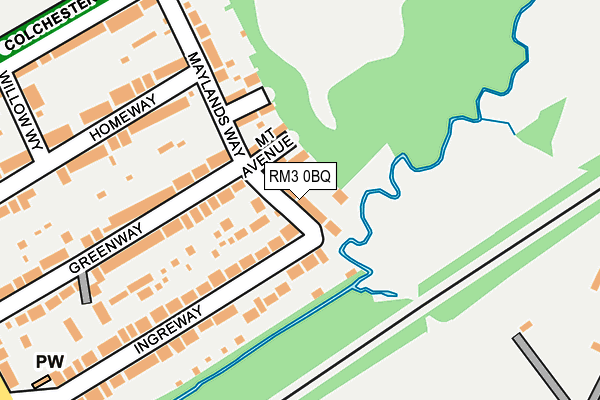 RM3 0BQ map - OS OpenMap – Local (Ordnance Survey)