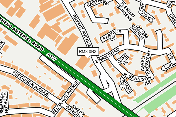 RM3 0BX map - OS OpenMap – Local (Ordnance Survey)