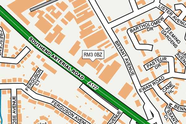 RM3 0BZ map - OS OpenMap – Local (Ordnance Survey)