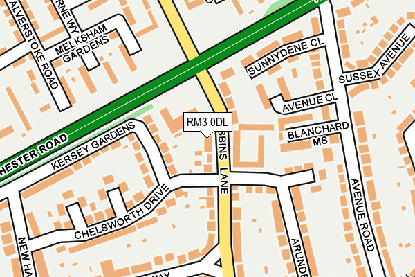 RM3 0DL map - OS OpenMap – Local (Ordnance Survey)