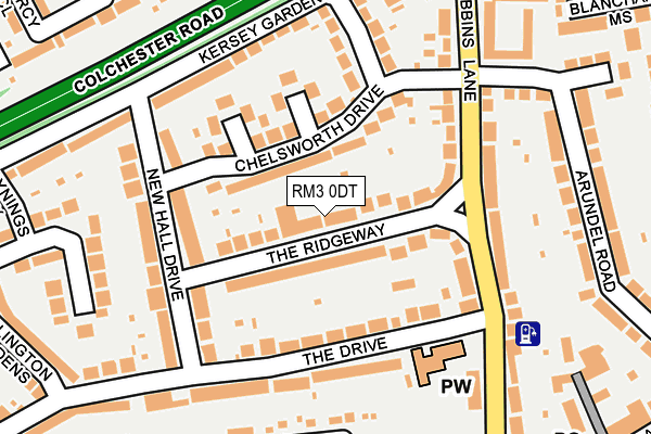 RM3 0DT map - OS OpenMap – Local (Ordnance Survey)