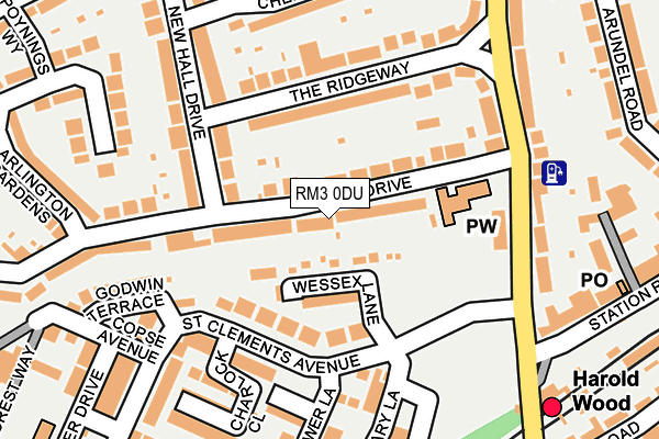 RM3 0DU map - OS OpenMap – Local (Ordnance Survey)