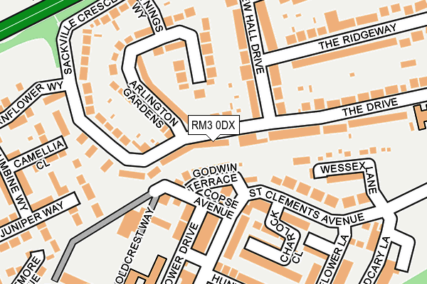 RM3 0DX map - OS OpenMap – Local (Ordnance Survey)