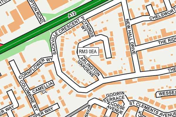 RM3 0EA map - OS OpenMap – Local (Ordnance Survey)